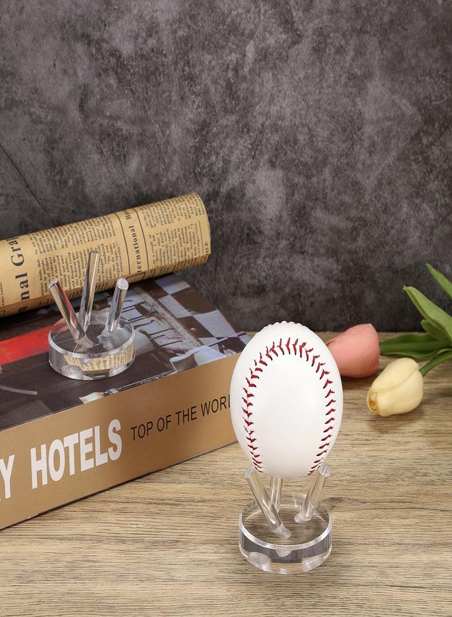 GUSHBIN Acrylic Display Stand Softball Display Pedestal Sphere Holder for Baseball Tennis Golf Crystal Ball Clear Collecter Rock Display Stand with Round Base, Medium - Image 5